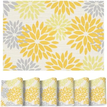 Artoid Mode Floral Plastic Placemats Set of 6, Washable Heat Resistant Non-Slip by ArtoidMode