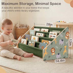 Toddler Bookshelf 4 Tier Solid Wood Montessori Nursery Book Organizer Kids - Image 2