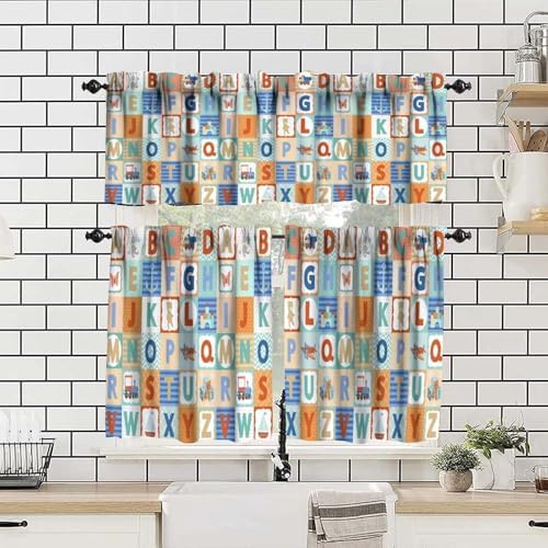 Kids Alphabet Window Valance, Cartoon Alphabet Animals Learning Daycare - Image 4