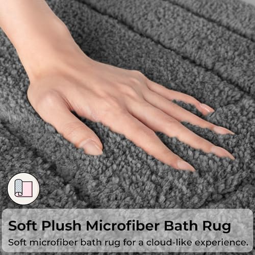 GRANNY SAYS Deep Gray Bathroom Rug 24" x 43", Non-Slip Microfiber Bath Mat - Image 3