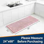 Chenille Bathroom Runner Rug 24"x60" Blush, Plush Bath Mat - Image 2