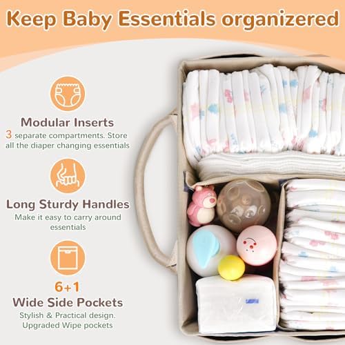 Volnamal Diaper Caddy with Wipe Dispenser One-Handed Access - Image 4