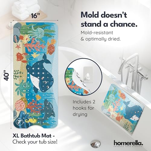 homerella Bathtub Mat Non Slip Kids 40x16 Baby Bath Mat Non Slip Anti Mold - Image 3