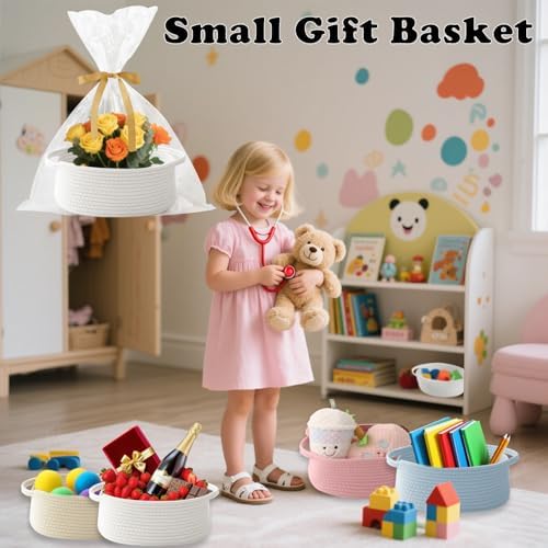 White Woven Rope Basket, Baby Gift Basket - Image 4