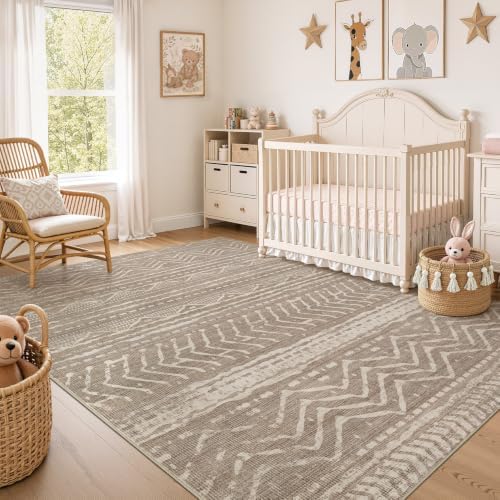 Nakagishi 8x11 Area Rugs Living Room: Washable Boho Large Neutral Soft - Image 7