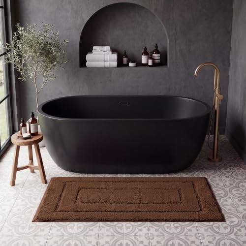 GRANNY SAYS Brown Bathroom Rug 24" x 48", Non-Slip Microfiber Bath Mat by GRANNYSAYS
