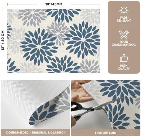 Artoid Mode Floral Vinyl Placemats Set of 4, Washable Heat Resistant Non-Slip - Image 6