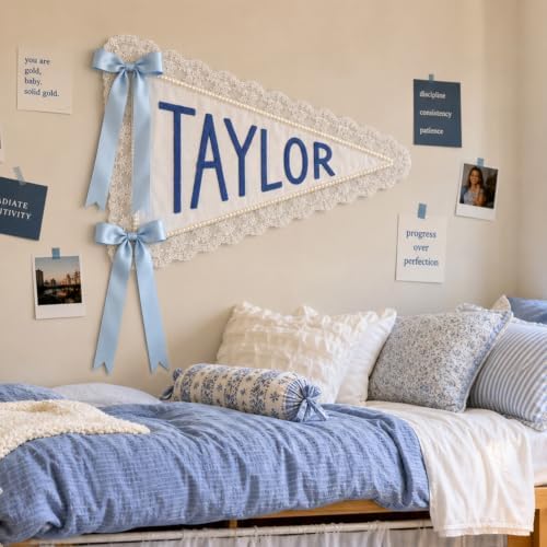 Personalized Name Embroidered Pennant Canvas Banner by DUNACO