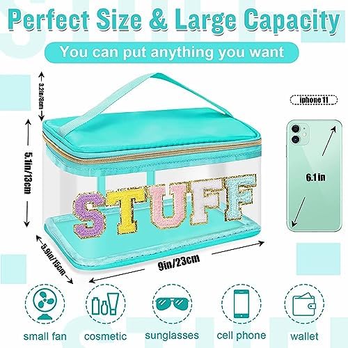 Chenille Letter Clear Makeup Bags Stuff Pouch, Preppy Patch Makeup Bag Zipper - Image 2