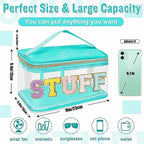 2 Pack Chenille Letter Clear Makeup Bags Stuff Pouch, Preppy Patch Makeup Bag - Image 2