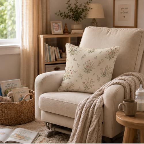 ORAFOUDUO Vintage Wildflower Butterfly Throw Pillow Cover 18x18 - Image 2