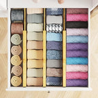 SpaceAid Bamboo Dresser Drawer Dividers 6 Pack, 4.65“ High Adjustable 12.5“-17” - Image 4