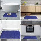 Yeaban Chenille Royal Blue Bathroom Rug 17"x24", Non-Slip Rubber Backing - Image 6