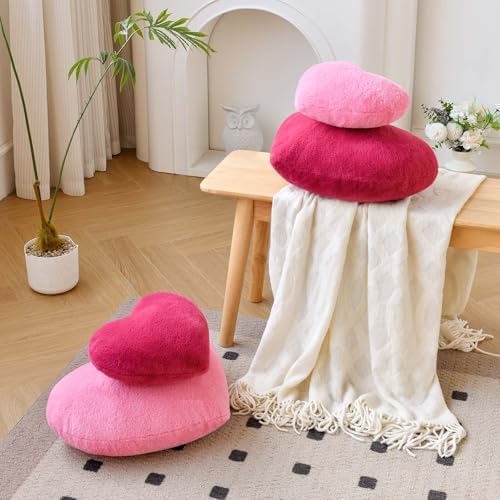 XVTRU Peach Pink Heart Pillows, Cute Heart Decorative Pillow, Heart Shaped - Image 5