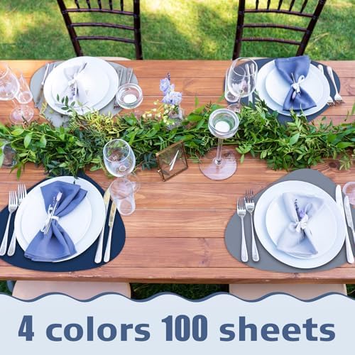 100 Pcs Disposable Paper Placemats Bulk 16.5"x13" Pebble Shape Place Mats - Image 4