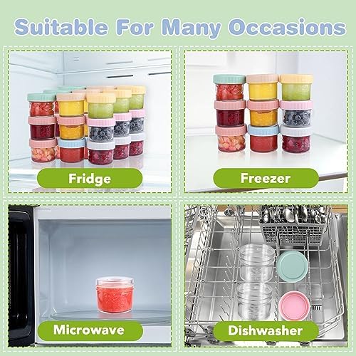 RowinsyDD 5 Pack Baby Food Containers, 4 oz Glass Baby Food Jars - Image 6