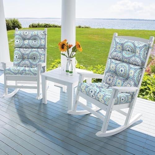 DYTXIII Outdoor High Back Chair Cushions Set of 2, Water Repellent Tufted - Image 2