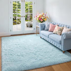 Amdrebio Light Blue Furry Shag Area Rug 5x7 - Image 5