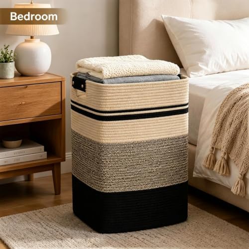 Laundry Hamper, Cotton Rope Laundry Basket - Image 4