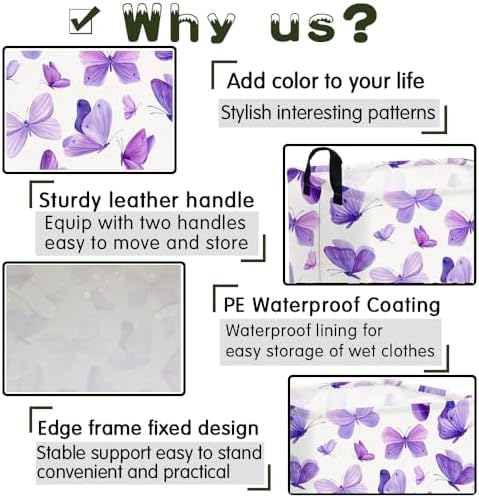 Rectangular Purple butterfly basket, Girls Storage Bin Organizer, Baby Storage - Image 6