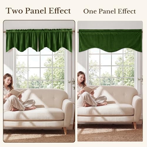 StangH Moss Green Scalloped Velvet Valance 52x18 Inch, 1 Panel - Image 7