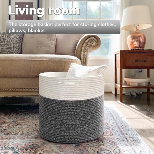 Goodpick Woven Blanket Basket Living Room, Toy Bin - Image 2