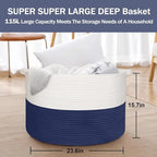 MEGASKET 115L Super Large Blanket Basket, Cotton Rope Woven Bin - Image 3
