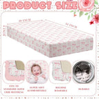 Breling 2 Pcs Muslin Pink and Pink Bow Crib Sheets - Image 2