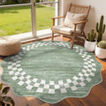 GarveeHome Scalloped Round Rug 4ft Washable Modern Solid Color Circle Rugs by GarveeHome