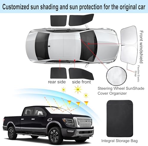 TINGLU Window Shades for Nissan Titan 2020-2024 Accessories Full Windows - Image 3