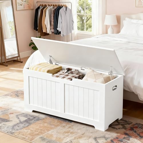 Wooden Storage Chest Box with Flip-top Lid & Safety Hinge, 39.4 Inch Living - Image 5
