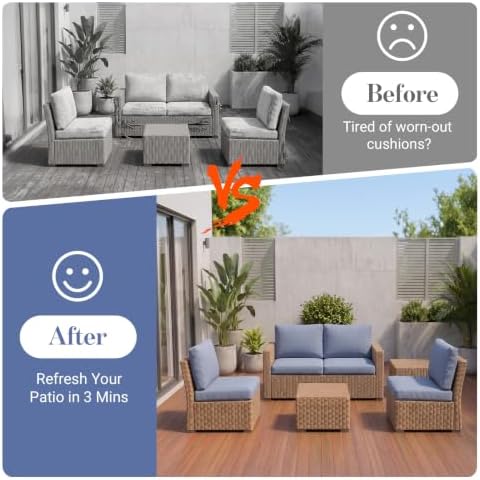 8Pcs Patio Cushion Covers Stretch Outdoor Furniture Protector Slipcovers - Image 4