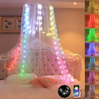 Comtelek Bed Canopy with Lights, Canopy Bed Curtain with RGB Music Sync Color by Comtelek