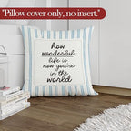 Blue Striped Nursery Throw Pillow Cover, Kids Room Decor, How Wonderful Life is - Image 3