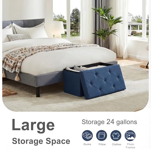 DUMOS 30 Inch Folding Storage Ottoman Bench, Large Hidden Storage Chest - Image 4