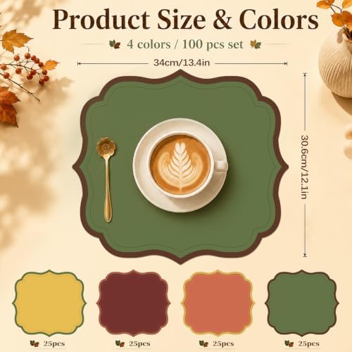 Stuffygreen 100 Pcs Christmas Paper Placemats 13.4 x 12 Inch Scalloped Xmas - Image 2