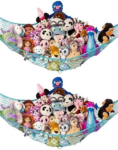 Large Stuffed Animal Storage Hammock 2 Pack | Holds 12 lbs | Corner Stuffed by LillysLove