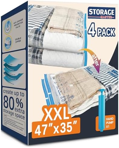 XXL Jumbo Vacuum Storage Bags, for Blanket, Comforters by StorageMaster