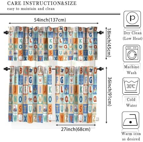Kids Alphabet Window Valance, Cartoon Alphabet Animals Learning Daycare - Image 5