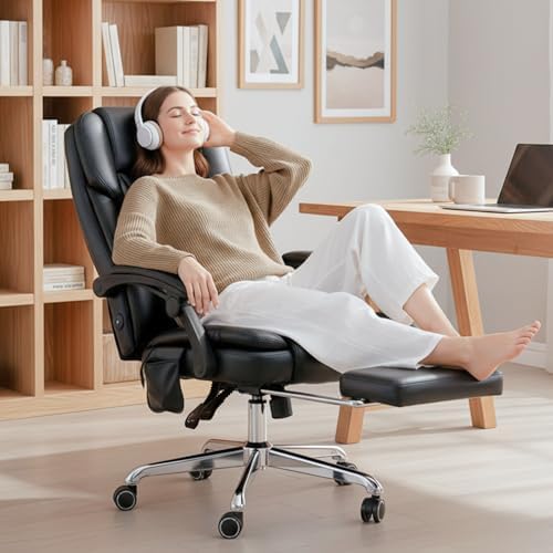 Massage Office Chair with Footrest, High Back Executive Chair, Ergonomic Desk - Image 2