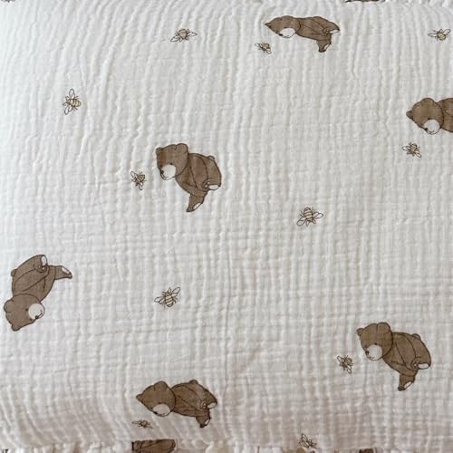 BuLuTu 100% Cotton Kids Pillowcase Standard Size 20"x26", Bee Bear Pattern - Image 3
