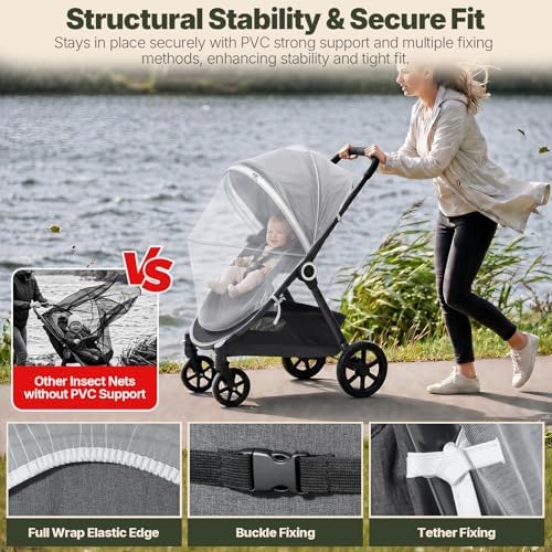 Orzbow Baby Mosquito Net for Stroller, Universal Fit, Breathable - Image 4
