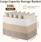 OIAHOMY 108L Super Large Blanket Basket, 25”x16”x16” Rectangle Woven Baskets - Image 2