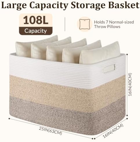 OIAHOMY 108L Extra Large Blanket Basket Dog Toy Basket Gradient Brown - Image 2