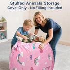 Lukeight Unicorns Stuffed Animal Storage Bean Bag Chair Cover - Image 4