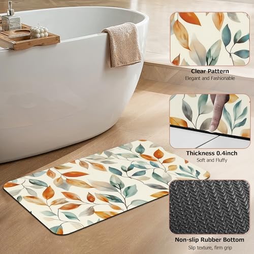 Autumn Leaves Bath Mat, Fall Colorful Diatomaceous Earth Bath Mat, Rubber - Image 4