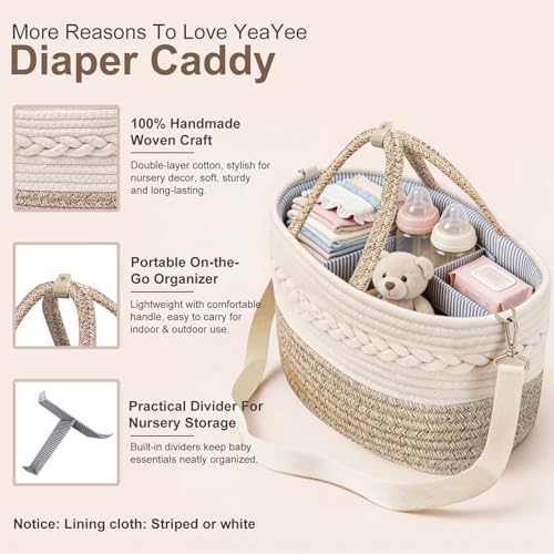 Baby Diaper Caddy Organizer, 5 Grids, 8 Pockets, Shoulder Strap Portable - Image 2