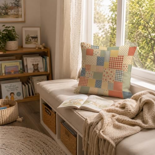 Vintage Floral Patchwork Throw Pillow Cover 18x18 - Image 3