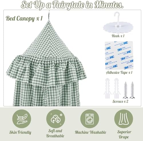 SmoothNovelty Gingham Plaid Bed Canopy - Image 3