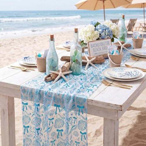 4 Pcs Last Toast Coast Blue Bow Table Runner Bachelorette Party - Image 5